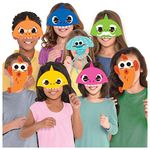 amscan 9908482 - 8 Assorted Official Pink Fong Baby Shark Paper Masks Birthday Party Accessory