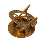 Stanley London Engraved Brass Pocket Sundial Compass with Leather Case, Personalized Sundial Compass