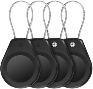 Waterproof AirTag Keychain Holder - (4 Pack) Air tag Lock Case with Wire Cable Compatible with Apple AirTags, Ultra Durable Anti-Lost Protective Case with Keyring for Luggage, Key, Backpack, Black