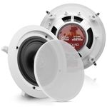 PYLE PDIC61RD 2-Way Flush Mount In-Ceiling Stereo Speakers Pair, 200 Watt, 6.5-Inch Size, White