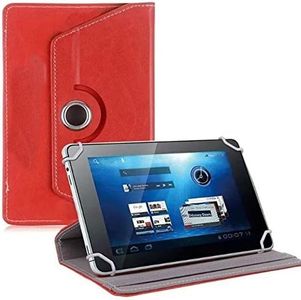 360 Universal Leather Case Cover Flip Stand Wallet Holder for 9 inch to 10 inch 11 inch 11.5 Inch Tablet PC Pad (Red)