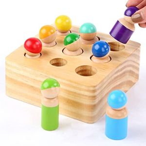 Montessori Toys for 1 2 Year Old Toddlers, Wooden Rainbow Peg Dolls Shapes Sorting Toys, 9 Wood People Figures Cylinder Blocks, Toddler Learning Educational Toys Pretend Play for Kids