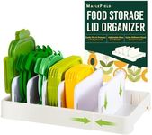 Maplefield Adjustable Food Storage Lid Organizer - Easy Access to Food Storage Lids - Adapts to Any Cupboard Size - Matte Grey Finish - Adjustable Dividers That Fit Any Shape, Brand or Size of Lid