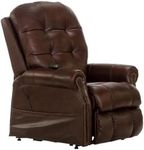 Catnapper Tyler Brown Leather Power Lift Lay Flat Recliner with Heat & Massage