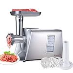 Sunmile SM-G73 Heavy Duty Electric Meat Grinder and Sausage Stuffer Maker 1000W Max with Stainless Steel Cutting Blade and 3 Cutting Plates and Sausage Stuff, ETL Certificated (White)