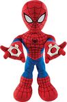 Marvel City Swinging Spider-Man Plush Figure, 11in Soft Super Hero Doll with Web-Swinging Action, Lights & Sounds, Gift for Kids & Collectors