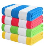 Exclusivo Mezcla 4-Pack Large Microfiber Beach Towels Set, Quick Dry,Pool/Swimming/Bath Towel for Adults/Kids (Blue/Hot Pink/Green/Yellow, 76cm x 152cm), Lightweight and Highly Absorbent