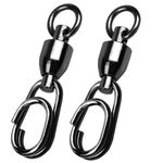 QISHUO High Strength Fishing Swivel Steel Ball Bearing Fishing Swivels Stainless Connector Rolling Snap Swivels Fishing Black Nickel 50pcs 42lbs