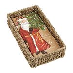 Mud Pie, Santa Christmas Guest Towel Set, napkin 7 3/4" x 4" | basket 8 1/2" x 5"