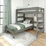 Max & Lily Modern Farmhouse Bunk Bed, L Shape Twin-Over-Twin Bed Frame For Kids, Driftwood