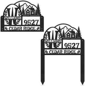 Custom House Number Sign, Metal Address Numbers Signs with Stake