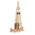 Gico 3111 Family Wooden Croquet Set - Outdoor Game - 6 Players - 4 Mallets - Size 80 cm - 2 Mallets 100 cm - EU Quality