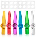 6 Pcs Kazoos Multipack, Stainless Steel Kazoo Instrument Set with 16 Replacement Membranes, 6 Colors Metal Kazoos for Kids and Adults, Party and Classroom Musical Toys
