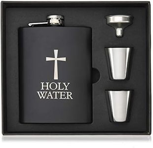 Hip Flask for Liquor, Holy Water Flask for Funny Gift, 8oz Stainless Steel with Funnel, Discrete Shot Drinking of Alcohol, Whiskey, Rum and Vodka, for Men and Women, US-AKI-27 (Holy Water Flask)
