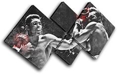 Bold Bloc Design - Muhammad Ali Boxing Grunge Sports 170x85cm MULTI Canvas Art Print Box Framed Picture Wall Hanging - Hand Made In The UK - Framed And Ready To Hang