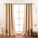 Best Home Fashion Blackout Curtain 2 Panels - Premium Thermal Insulated Window Treatment Blackout Drapes for Bedroom - Antique Bronze Grommet Top - 52" W x 108" L - Beige