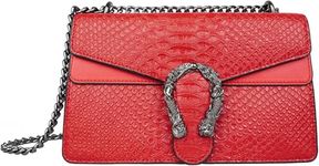 INOVERA (LABEL) Girls Cross-body Shoulder Sling Bag Clutch Purse With Adjustable Chain Strap (Red)