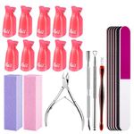 Nail File and Buffer 23pcs Professional Manicure Tools Kit with Stainless Steel Cuticle Pusher and Dead Skin Fork Nail Removal Nail Care Sets for Salon and Home Use Nail File