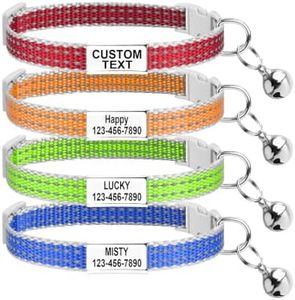 Personalized Reflective Cat Collar, Custom Engraved ID Tag, Safety Buckle