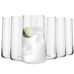 Krosno Tall Water Drinking Glasses Set of 6 | 540 ML | Avant-Garde Collection | Highball Glasses & Tumbler Glass Set | Juice Half Pint Highball | Home, Restaurants and Parties | Dishwasher Safe