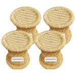 VEDIKARTH Handicraft Bamboo Cane Bar Stool Mudda Chair with Storage Natural Indoor Outdoor Furniture Lightweight Durable Multi-Functional Suitable for Home Balcony Garden Cafeteria (Beige, Set of 4)