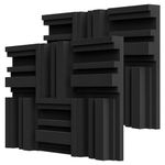 TroyStudio Thickened 12 X 12 X 3 Inch Acoustic Foam Panels in Diffusion Pattern, 12 Pcs High Density Sound Absorbing Foam Diffuser, Soundproof 3D Wall Padding Tiles for Recording Studio (3in, 12pcs)