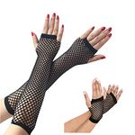 YgneeDom 80s Fishnet Gloves for Women and Girls in Theme Party Costume Accessories (Black)