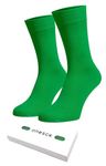 ONESCK Super Soft Cotton Dress Socks Vibrant Plain Colours for Women (Green, 4-7)