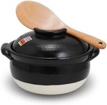 Banko-Yaki Fluffy Rice Pot, Earthenware Rice Cooker with inner lid Measuring Cup and Paddle, Traditional Japanese Donabe for Evenly Cooked Rice, Mixed Rice, and Porridge (2-Gou/Serves 2 to 3 people)