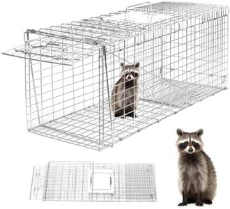 Animal Trap 32"x10"x12" Cage Trap, Heavy Duty Folding Raccoon Traps, Humane Cat Trap for Stray Cats,Rabbits,Squirrels,Outdoor Small Animal Trap,Humane Catch & Release