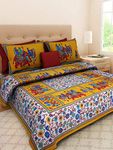 Queenie Brand Traditional Mandala Jaipuri Printed Bedsheet for Double Bed King Size with 2 Pillow Covers