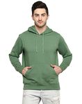 Alan Jones Clothing Men's Cotton Solid Regular Fit Hooded Sweatshirt (Green_3Xl)