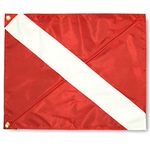 Anley Diver Down Warning Flag with Removable Stiffening Pole 20 x 24 Inch - Double Stitched Nylon - Red and White Diving Flags for Scuba Dive Spearfishing Freediving