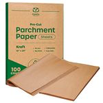 [16 x 24 Inch - 100 Count] Precut Baking Parchment Paper Sheets Unbleached Non-Stick Sheets for Baking & Cooking - Kraft