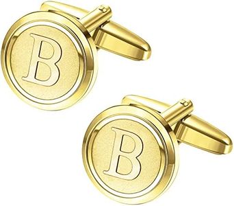 LOYALLOOK Initial B Gold Cufflinks for Men Gold Cuff Links Personalized Copper CuffLinks Letter Cufflinks Gift for Groom Husband Father Letter B