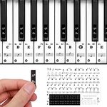 URAQT Piano Key Stickers for 37/49/54/61/88 Keys, Black and White Piano Keyboard Stickers, Transparent Removable Piano Note Stickers, Piano Guide Key Labels Keyboard Note Stickers for Kids Beginners