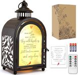 WOODEXPE Sympathy Gift Memorial Gift for Loss of Loved One Memorial Lantern with Flickering LED Candle and Remote Control Black