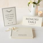 ANGEL & DOVE A5 Ivory Funeral Memory Book & 2 Signs - for Condolence Book, Memorial, Remembrance, Celebration of Life