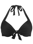 Ocean Blues Women's Black Push Up Bikini Top Halter Swimsuit Top Size Large