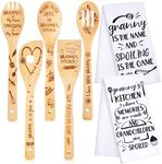 Zubebe 7 Pieces Granny Gifts Set Including 2 Pieces Granny Kitchen Towels Granny Dish Towels and 5 Pieces Utensils for Mother's Day Granny Birthday Grandparent's Day Christmas Gifts