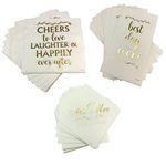 120 Count Assorted Gold Wedding Napkins by Oojami - Mr & Mrs, Cheers to Love, Best Day Ever Themes - 3-Ply Cocktail Beverage Dessert Napkins for Wedding, Engagement Party, Shower