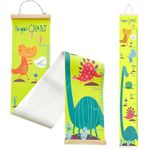 SNOWIE SOFT Cartoon Dinosaur Growth Chart For Kids 60-180Cm Wall Hanging Growth Chart For Kids & Teenagers Chart Waterproof Canvas Growth Chart For Kid's Room, Green,Green Dinosaur, Count 1.00