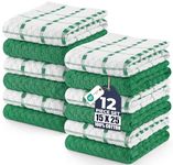 Utopia Towels Kitchen Towels, 12 Pack, 15 by 25 Inches, Dobby Weave, 100% Ring Spun Cotton, Super Soft and Absorbent Dish, Tea, and Bar Towels, Green