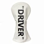 Golf Club Headcover Driver Headcover - Premium（PU Leather Driver Wood Head Cover Headcover White with Black DRIVER Golf Accessory for Golf Clubs Gifts for Men Golfer (1pc DRIVER)