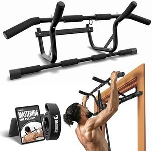 DMoose Pull Up Bar for Doorway - Upto 250 Lbs Capacity, Chin Up Bar with No Screwing & No Slipping Hanging Bar with Padded Handles for Strength Training, Door Frame Pullup Bar with Installation Guide (Black)