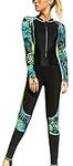 FEOYA Womens Full Body Quick Dry Swimsuit One Piece Rash Guard Long Sleeve Sun Protection Swimwear Dive Skin Surfing Bathing Suit