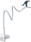 Lamicall Gooseneck Phone Holder Bed - [Nylon Braided] Flexible Arm, Overall Length 38inch, 360 Adjustable Clamp Clip, Overhead Cell Phone Mount Stand for Bed, Blue White