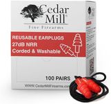 Cedar Mill Fine Firearms Ear Plugs for Sleeping - Ear Protection for Gun Range - Sleep Ear Plugs with Cotton Cord - Noise Reduction Ear Plugs - Hearing Protection for Shooters & Work - Pack of 100