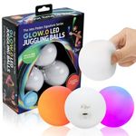 Fun in Motion LED Juggling Balls Glow Balls – Unique Glow.0 Technology LED Ball with 20 Vibrant Color Light Modes & Patterns – USB Rechargeable, Soft-Core, Pro-Weighted Light Up Ball (Set of 3)