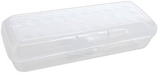 BAZIC Products Plastic Pencil Case 8" Storage Box, Clear Color, Hard Pencil Case, Translucent Organizer for Classroom School Supplies, 24-Pack